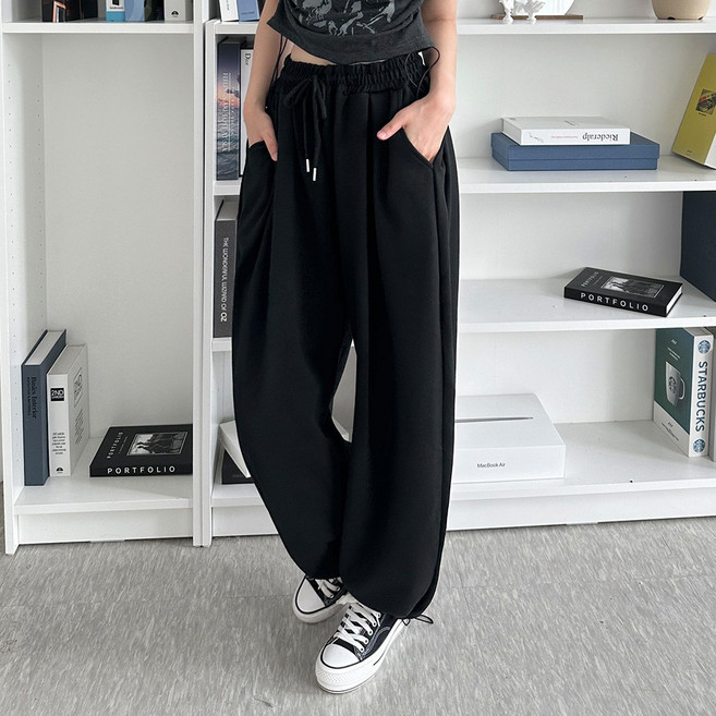 쏘옷 여성용 스팅 기장별 투인원 와이드핏 유니크 포인트 밴딩팬츠