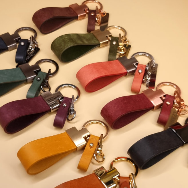 Bluerang 이태리 푸에블로 가죽 키링 풀세트 자동차 열쇠고리 양면 각인 무료, 흑니켈새틴, 딥블루