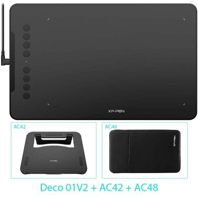 드로잉 패드 그림 그리는 패드 XP-Pen Deco 01 V2 10 인치 태블릿 그래픽, 협력사, 그리고 스탠드 케이스