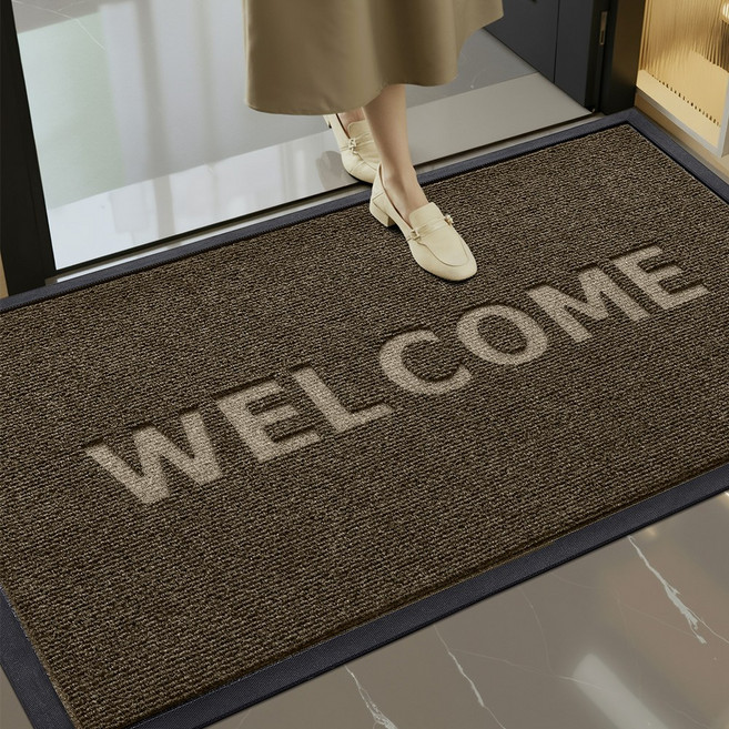 DEXI 1개 바닥 출입구 현관매트 웰컴 현관 미끄럼방지매트 그레이 현관 발매트 먼지 제거 논슬립, Brown