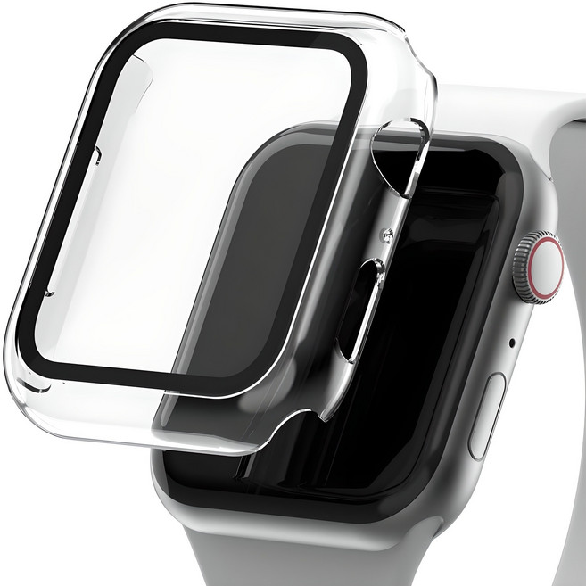 아이몰 애플워치 9H 강화유리 풀커버 프레임 케이스, 투명, 1개