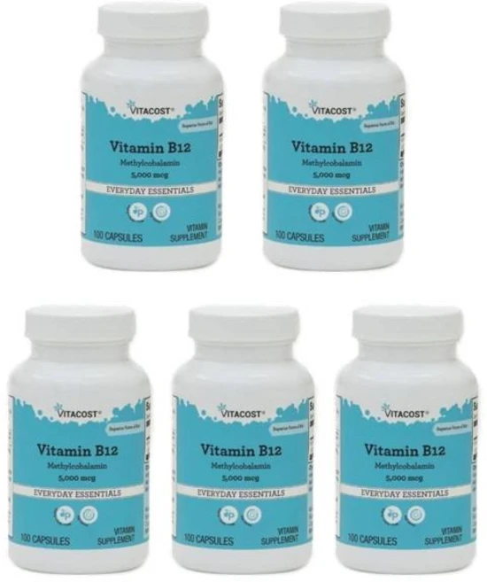 비타코스트 비타민 B12 메틸코발라민 5000mcg 캡슐 100정, 5개 - 쿠팡