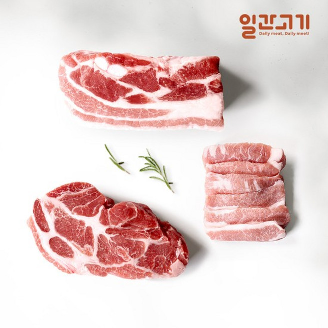 [일간고기][냉장] 한돈 구이세트 900g (삼겹살/목살/항정살), 없음