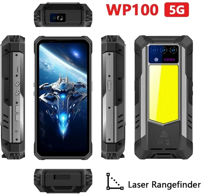 오키텔 WP100 러기드 33000mAh 5G 스마트폰 36(12+24)GB+512GB 66W 안드로이드14 휴대폰 6.8인치 FHD+ 200M, 01 검정색, 512GB