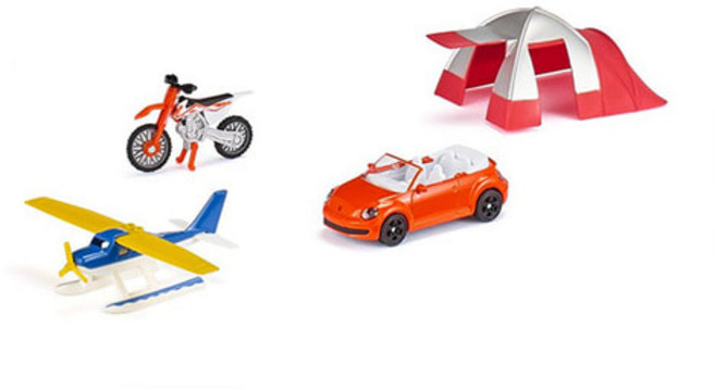 [선물완구]시쿠 레져 차량 세트 4P 바이크 경비행기 미니어쳐 다이캐스트 SK6325, 1개