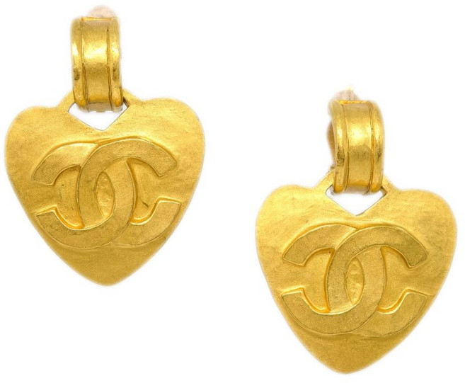 샤넬 중고 1995 드롭 하트 클립온 이어링