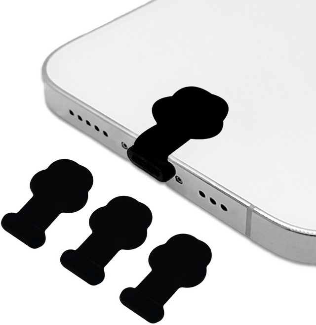 스마트폰 8핀 충전단자 먼지마개 부착식, 1. 클라우드 실리콘블랙(8핀용), 4개