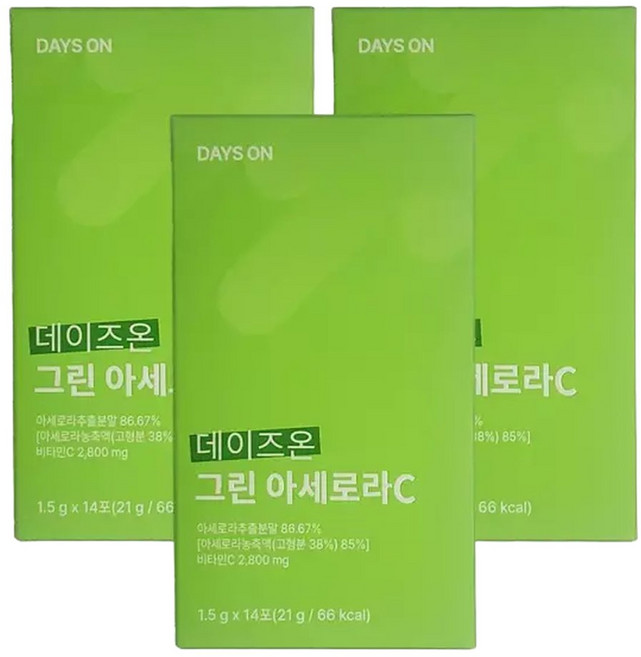 데이즈온 그린 아세로라C 천연비타민C 분말 14포 3개 CB, 1.5g