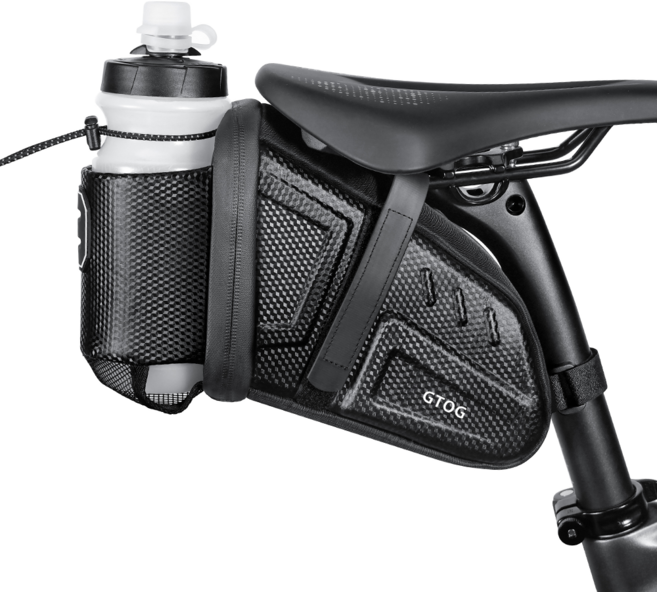 GTOG 2.5L 자전거 안장 가방 방수 하드케이스 공구통 자전거가방 물병 주머니가 부착되어 있음, 검정