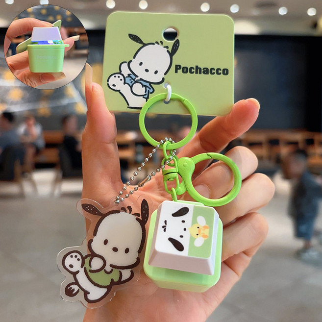 산리오 캐릭터 에어팟 액세서리 열쇠고리 키링 키홀더, 포챠코 키캡, 1개