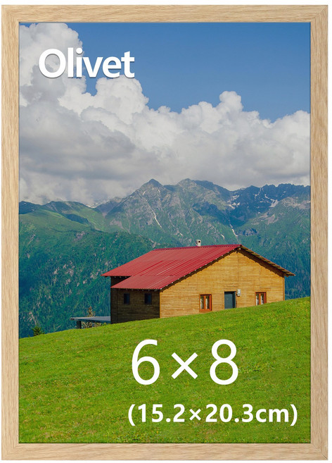 olivet 우드그레인 액자 무타공 벽걸이 스탠드 겸용 인테리어 6x8(15x20cm), 1개, 원목색