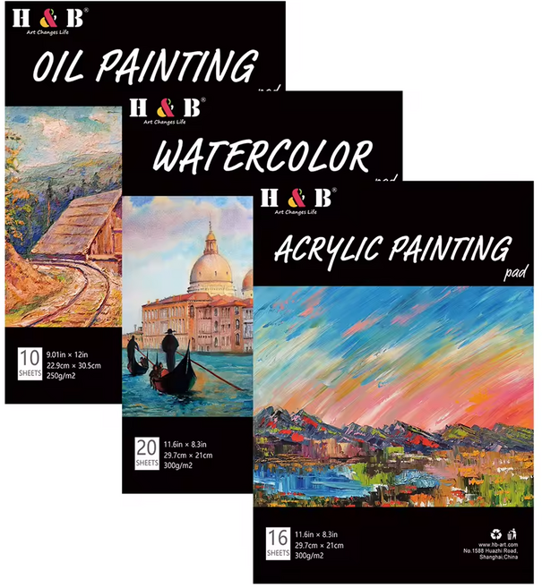 HB문화사 수채화 유화 아크릴화 전문가용 고급 스케치북 접착식 패드 캔버스, 아크릴화(ACRYLIC)
