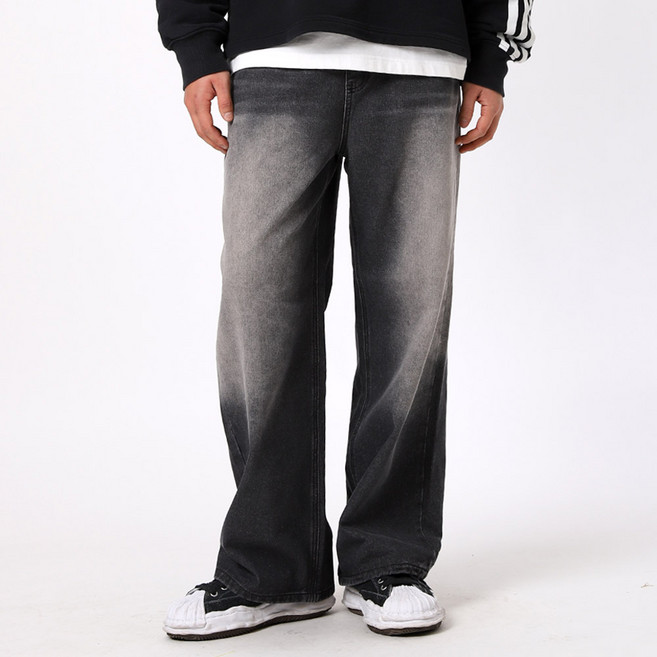 남자 와이드 밴딩 청바지 워싱 사계절 데님팬츠
