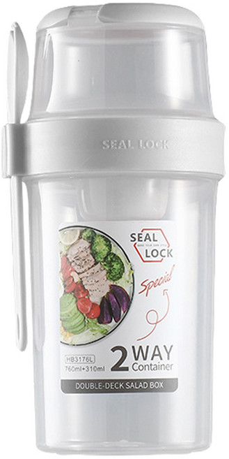 엠토이 샐러드 컵 도시락 310ml + 760ml, 1개, 화이트