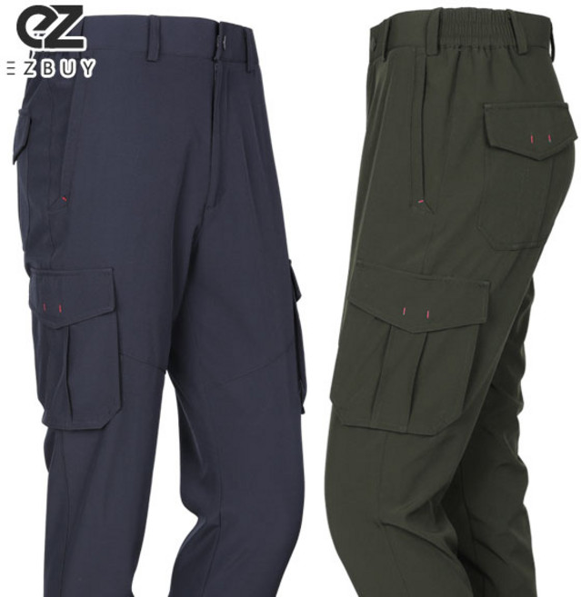 [이지바이] (1+1) 남성 작업복 카고 팬츠 전술바지 건빵 스판 빅사이즈 등산복 인디스티치
