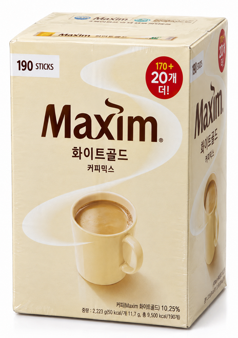 맥심 화이트골드 커피믹스, 11.7g, 190개입, 1개
