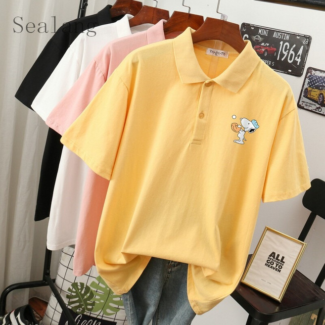 [Sealang]여성 데일리룩 반팔 폴로 티셔츠 루즈핏 여성복 VF3WJ