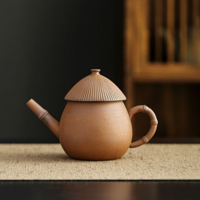 原礦柴燒老岩泥俠客茶壺 大容量球孔過濾 中式復古陶瓷功夫茶具, 1個, 280ml, 俠客壺