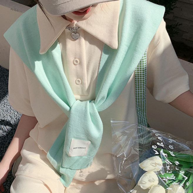 데일리 코디 숄 머플러 케이프 힙커버 페이크 가디건 J878