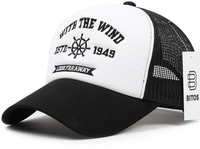 비토스 국내제작 WITH THE WIND 자수 메쉬캡 남자 여자 여름모자 물놀이모자 망사모자