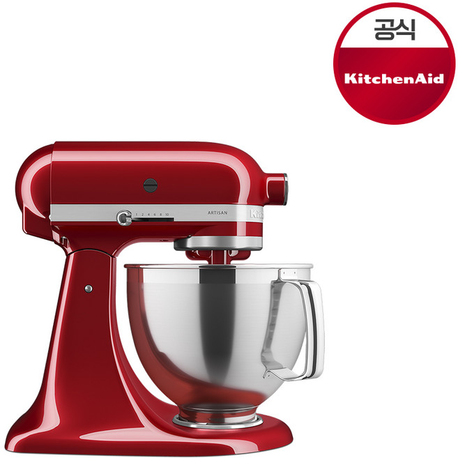 키친에이드 아티잔 4.8L 5쿼터 틸트헤드 스탠드믹서 캔디애플195(5KSM195PSWCA), 1개, 캔디애플