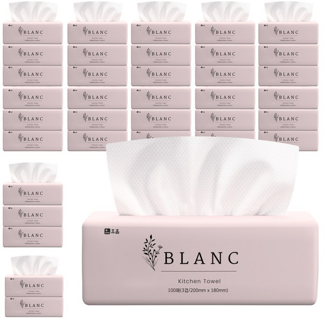 휴홈 천연펄프 블랑 뽑아쓰는 키친타월 100매x9팩, 36개, 100매입