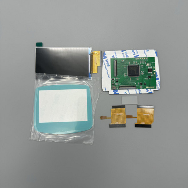 GBA 하이라이트 밝기 LCD 용 V3 IPS LCD 화면 GBA 쉘 용 용접 없음 원래 크기 화면 따뜻한 빛, blue, 1개, 03 green