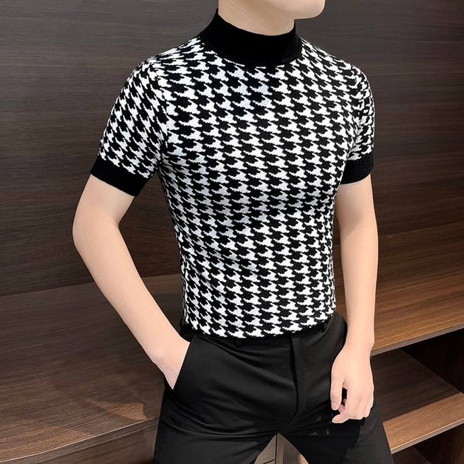 남자반폴라티 반팔 이너 반목티 캐주얼 상의 얇은