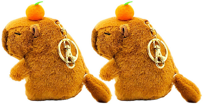 제주노리 꼬리도는 카피바라 인형 키링 제주도 감성 키링, 2개, 브라운