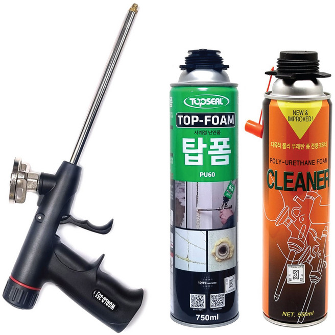 우레탄 폼 세트 (폼건 + 우레탄폼 + 폼크리너) 세트, 1세트