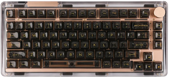 KiiBOOM 업그레이드 크리스탈 개스킷 장착 USB-C 무선 핫 스왑 기계식 키보드 유선 블루투스 5.0 2.4GHz 팬, 01 Clear Black