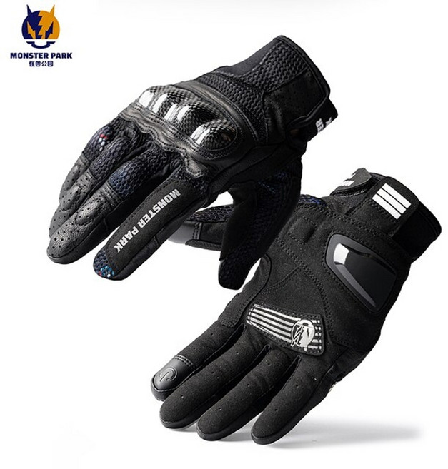 바이크장갑 오토바이방한 겨울자전거 장갑 몬스터 파크 통기성 오토바이 탄소 섬유 모든 손가락 터치 스크린 승마 모토 크로스 여름 motocicleta guante, 푸른, xxl