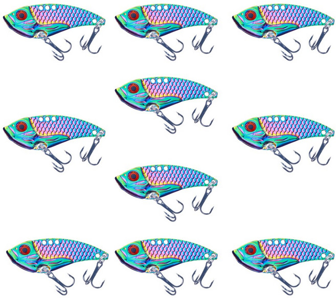 포스워백 메탈 바이브 루어 미끼 배스 쏘가리 낚시 미끼 바이브레이션 하드베이트, 10개, 10g, 무지개