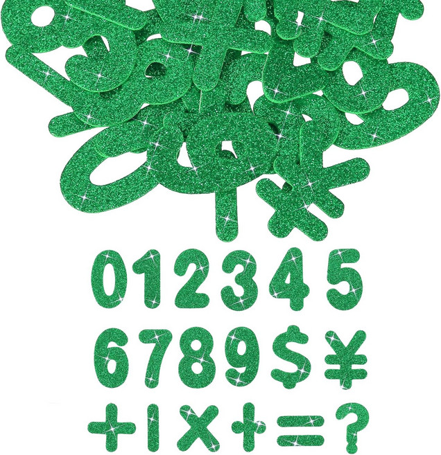 패티킬 번호 폼 스티커 72개 0-9 EVA 셀프 접착 글리터 모양 스크랩북 카드 DIY 홈 데코용 공예 용품 그린, Green