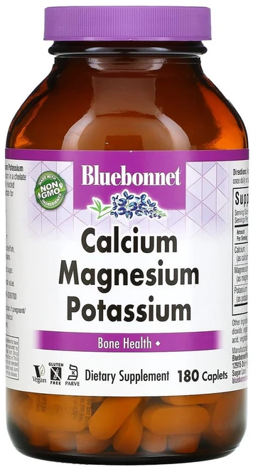 [해외] [Bluebonnet Calcium Magnesium Plus Potassium] 블루보넷 칼슘 마그네슘 칼륨 복합제 180정, 1개 - 쿠팡