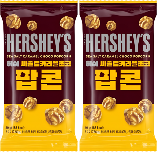 허쉬 씨솔트 카라멜 초코 팝콘, 40g, 2개