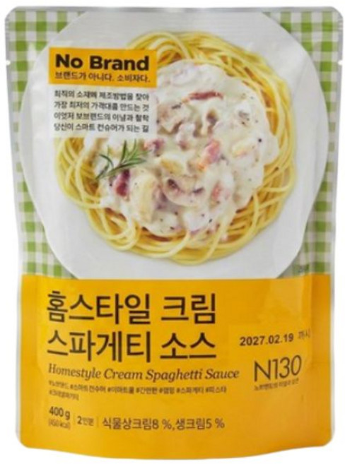 노브랜드 홈스타일 크림 스파게티 소스 400g X 4개입, 5개