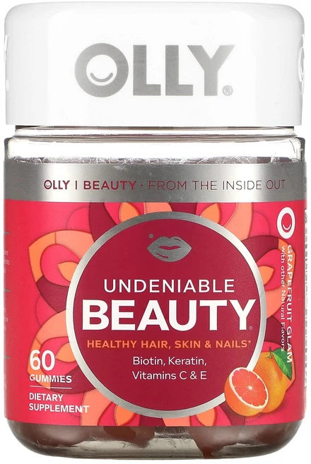 OLLY 언디나이어블 뷰티 그레이프후르츠 글램 구미젤리 60개, OLLY언디나이어블뷰티그레이프후르츠글램구미젤리60개, 1개 - 쿠팡