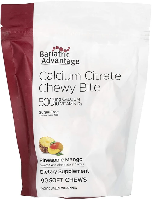 Bariatric Advantage 구연산 칼슘 츄이 바이트 무설탕 파인애플 망고 소프트 츄 90개, BariatricAdvantage구연산칼슘츄이바이트무설, 1개, 90정 - 쿠팡