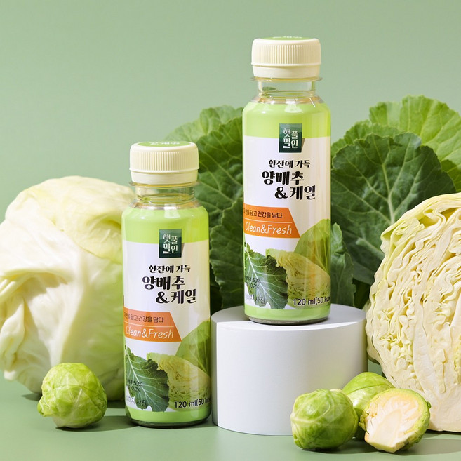 햇풀먹인 위에좋은 양배추 케일 녹즙 착즙 클렌즈 그린 주스, 12개, 120ml