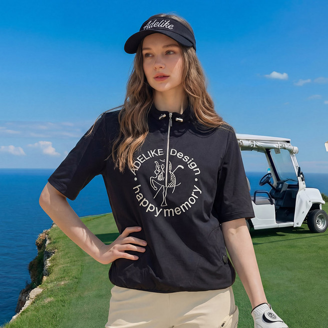 아델라이크 여름 여성 골프웨어 여성 골프티셔츠 2XL 여성 파크골프옷 여름 스마일 아노락 쿨링 골프티셔츠 빅사이즈 여성의류 여름 파크골프옷