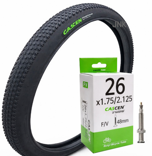 바이클로스 _CASCEN 카센 26X1.95 (50-559) 생활차 MTB 자전거 타이어+ 프레스타 튜브 세트, 1개