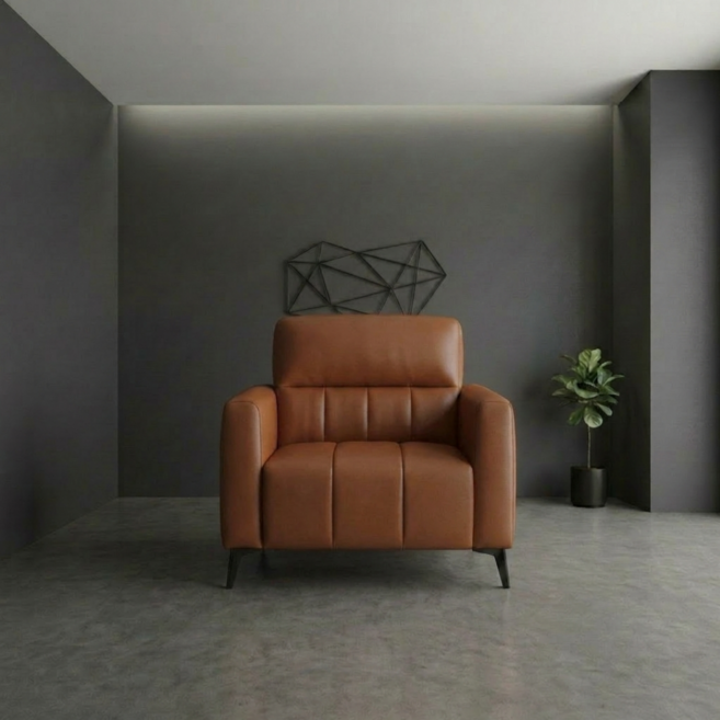 베아트룸 각도조절 1인용 가죽소파 80cm BRL14, 브라운