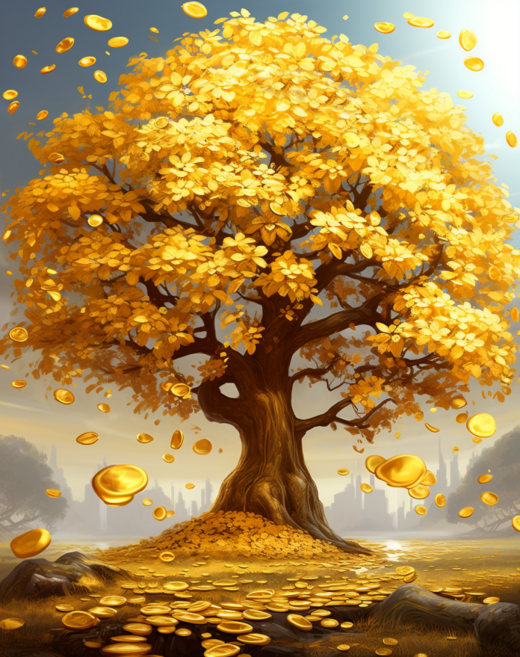 듀얼라이프 부귀의 금전수 - 캔버스형 40x50 보석십자수, 큐빅, 1개