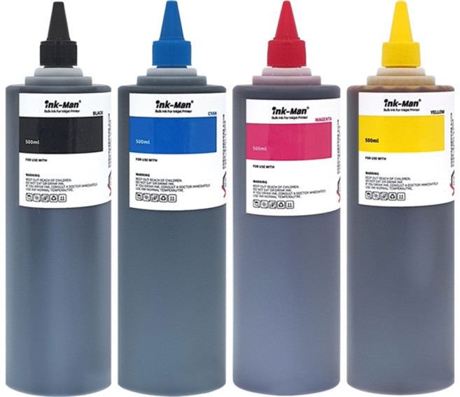 잉크맨 엡손 전기종 호환 무한 공급기 리필 잉크 E900P-BK/C/M/Y 500ML 4색 세트, E900P 500ml 4색 세트(엡손호환), 1개
