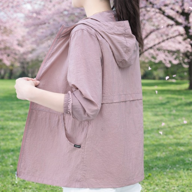 루미빈 여름 여성 자외선차단 후드 집업 경량 통기성 바람막이