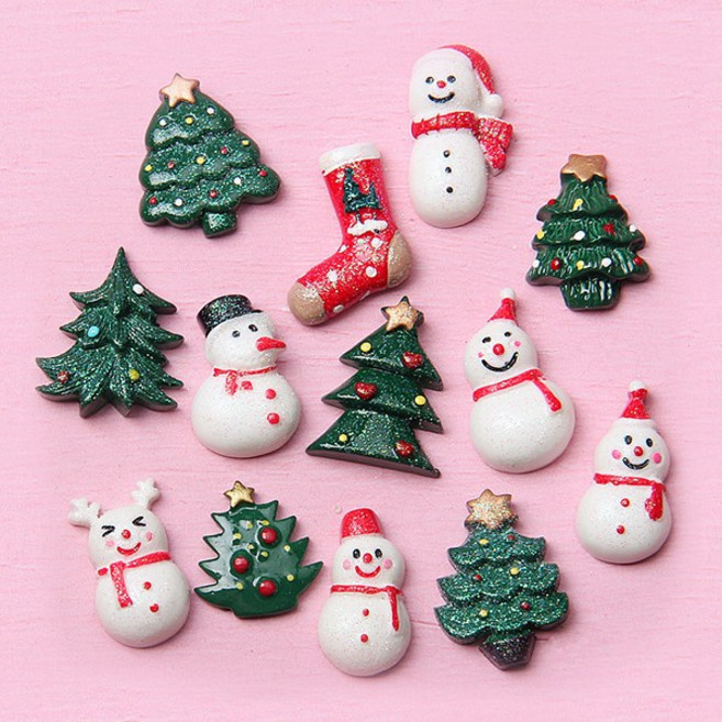 데코덴크리스마스 파츠 캐릭터 레진공예 비즈재료, 찡긋 눈사람 파츠