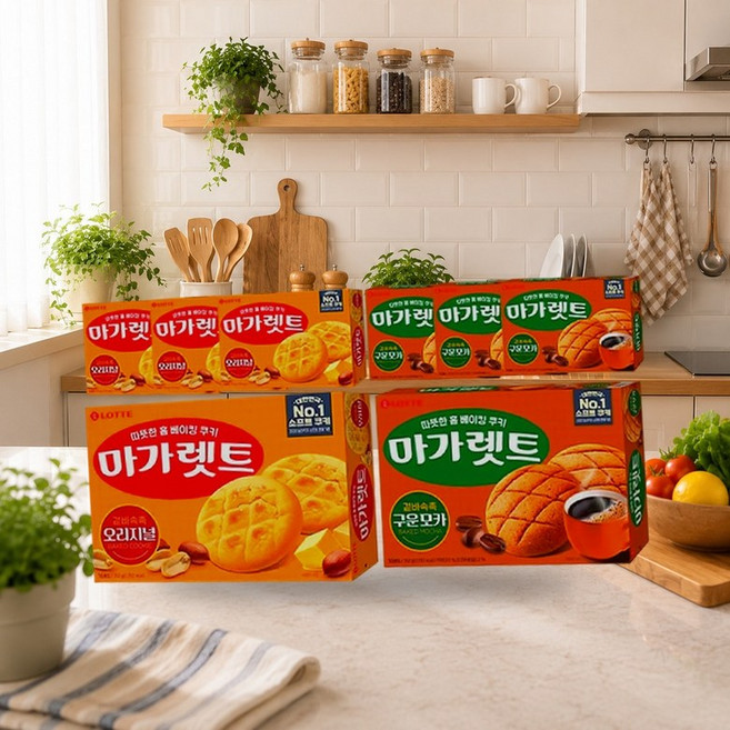 롯데웰푸드 마가렛트 오리지널 대 352g 4개+마가렛트 구운모카 대 352g 4개, 1세트