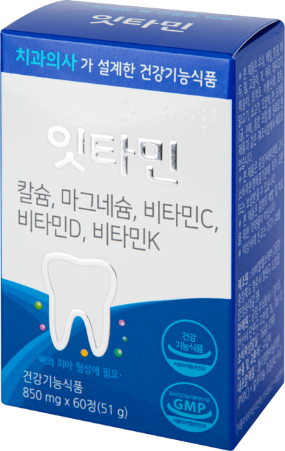 잇타민 치과의사 설계 건강기능식품 뼈 치아 형성 에 필요한 칼슘 마그네슘 비타민 C D K, 1개, 60정