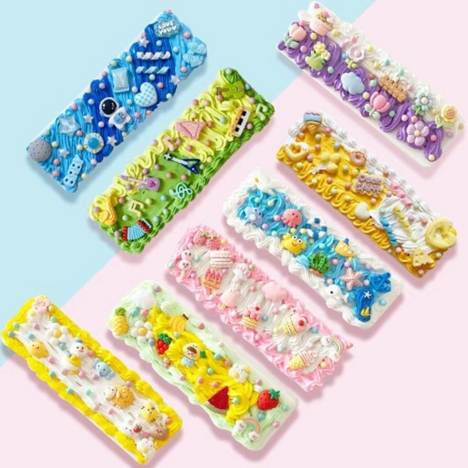 크림클레이필통 데코덴 파츠 꾸미기 수업재료 DIY 패키지 8종, 1개, 옐로우동물원